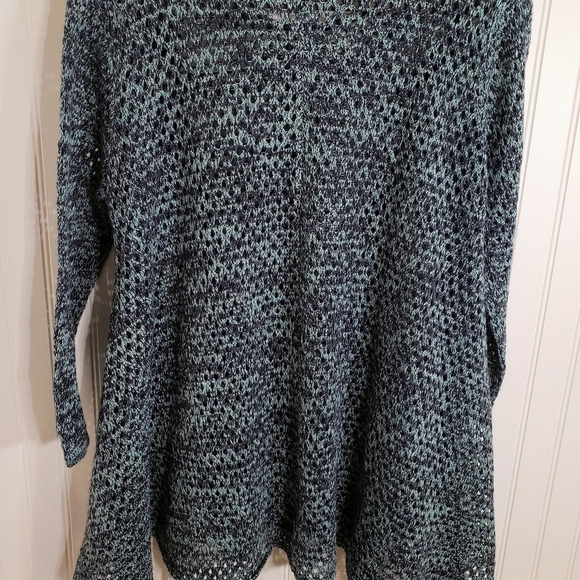 Umgee Crocheted Open Knit Sweater Tunic Blue & Green 1XL - Picture 10 of 15